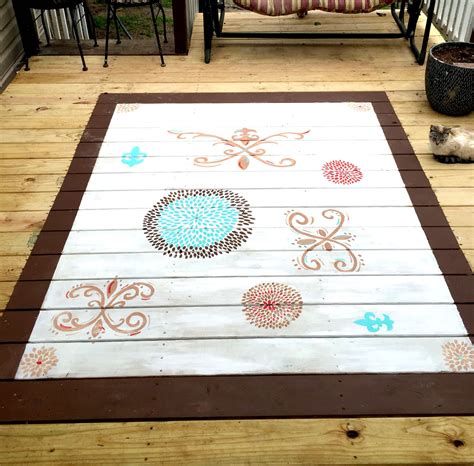 Still amazed this is made using only a dropcloth. Hand painted rug for porch | Porch rug, Deck rug