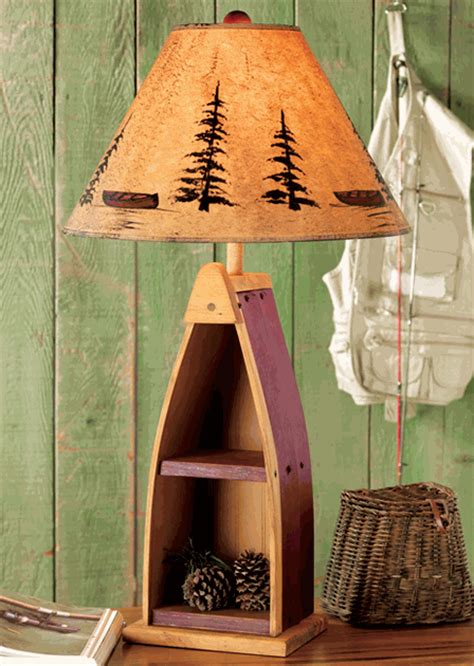 rustic table lamps canoe shelf table lampblack forest decor