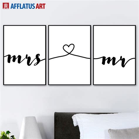 Be the first to contribute! Mr Mrs Romantic Love Quotes Wall Art Canvas Painting Nordic Posters and prints Wall Pictures For ...