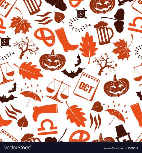 September Month Theme Set Of Icons Seamless Vector Image