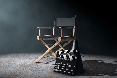 Director Chair Movie Clapper And Megaphone In The Volumetric Li Stock