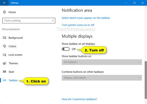 Hide Or Show Taskbar On Multiple Displays In Windows 10 Tutorials
