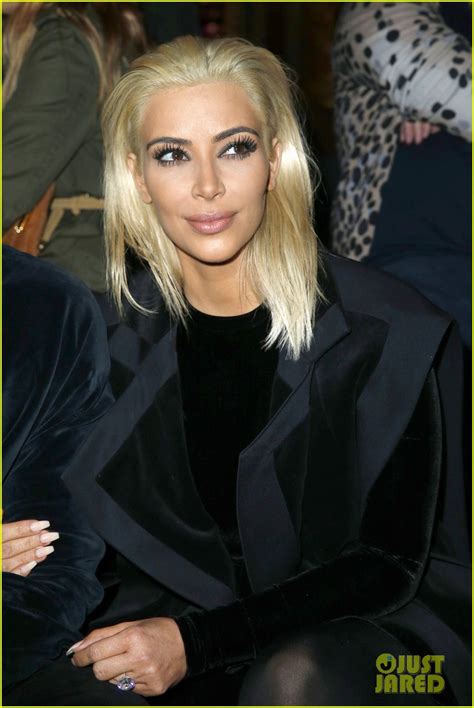 Kim Kardashian Hits Balmain Fashion Show With Her New Platinum Blonde