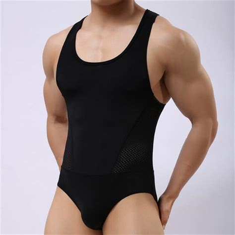 sexy men s bodysuit breathable mesh erotic sheer bodysuit men body shaper one piece sex lingerie