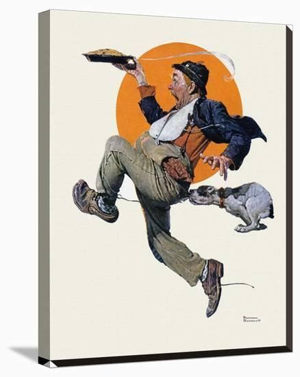 Fleeing Hobo Stretched Canvas Print Norman Rockwell