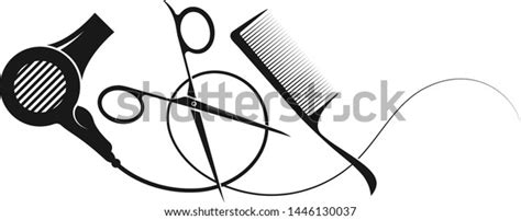 Scissors Comb Hair Dryer Silhouette Beauty Stock Vector Royalty Free