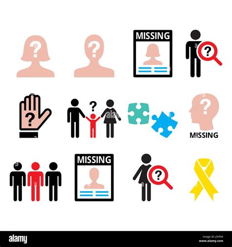 Missing people - man and woman, missing children icons set Stock Vector Art & Illustration ...