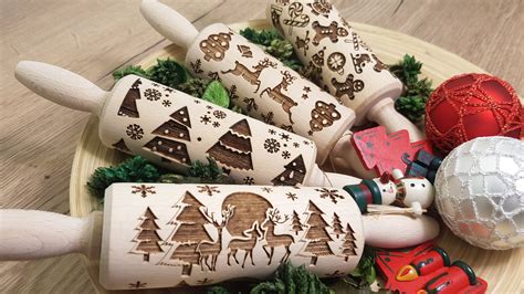 Christmas 4 Pack Engraved Rolling Pin Embossed Rolling Pin Etsy
