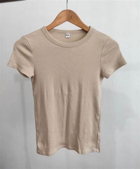 Uniqlo Nude Ribbed Top On Carousell