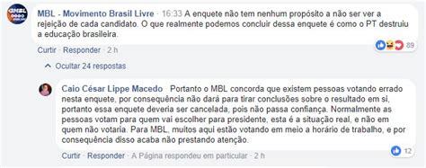 Bolsonaro saiu com 65% de rejeição numa enquete do MBL ...