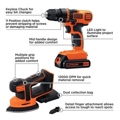 By providing extra level of control, the 11 position clutch prevents stripping and overdriving screws. BLACK+DECKER 2-Tool 20V MAX LI-ION Cordless Drill/Driver ...