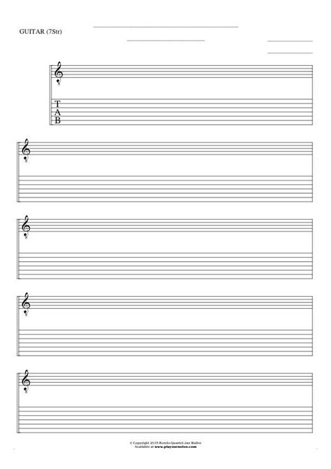 I am posting it here with the hope someone will find it useful. Free Blank Sheet Music - Notes and tablature for guitar (7-str.) | PlayYourNotes | Blank sheet ...