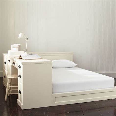 Below are some small bedroom space ideas to help when creating your next small bedroom start by putting your bed in the center of the most visible wall. Paramount Bed + Desk Set, Queen, Tuscan | Bed design, Bed ...