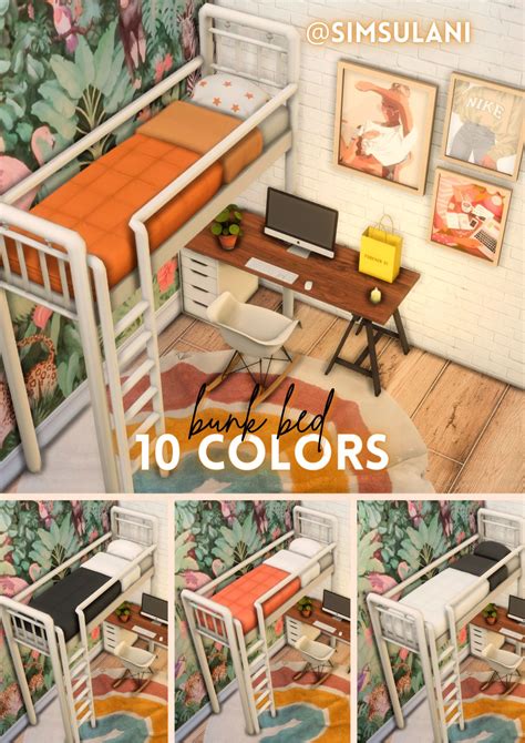 Simsulani ☾ Bunk Bed Recolor Of The White Bunk Beds In 2021
