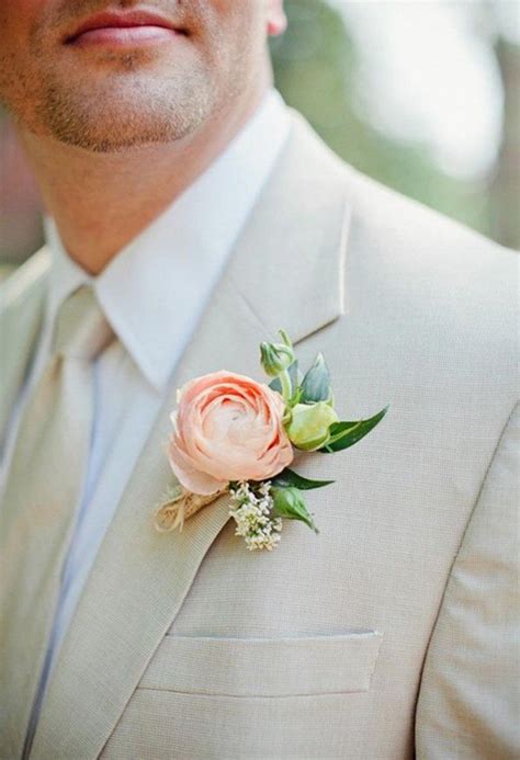 Peach Peony Boutonnieregroom Accessories In 2020 Colorful Wedding