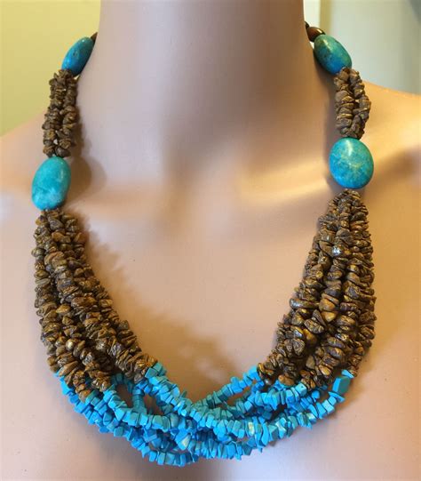Semi Precious Stones Necklace Handcrafted From Turquoise Nuggets