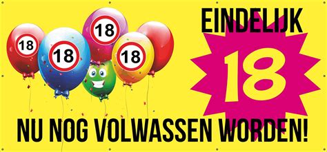 Spandoek verjaardag 18 | Verjaardag spandoek, Spandoeken, Verjaardag
