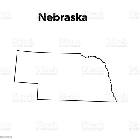 Us State Map Outline Nebraska Stok Vektör Sanatı And Nebraska‘nin Daha