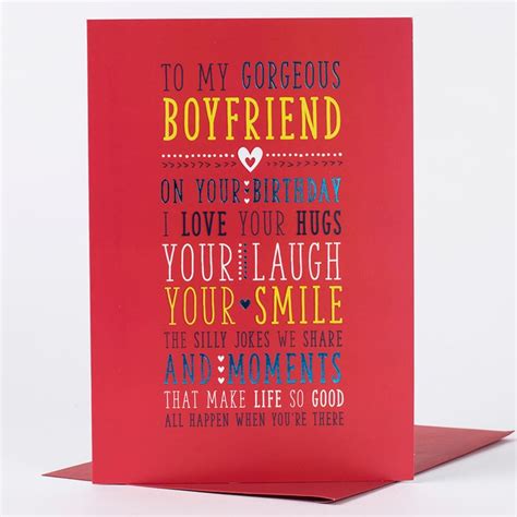 Bespectacled boyfriends will love wearing one of these cute tees, especially if they happen to be animal lovers, as well. Birthday Card - Gorgeous Boyfriend | Only 89p