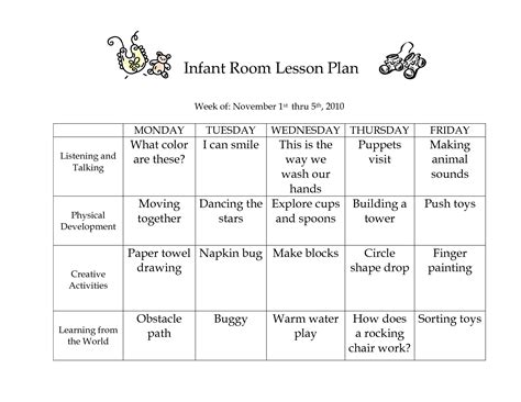 November infant lesson plans