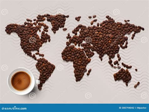 Coffee World Map Stock Illustration Illustration Of Grunge 300794042