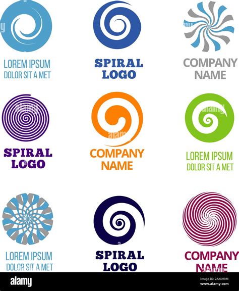 Spiral And Swirl Logos Vector Set Company Name Spiral Label Badge