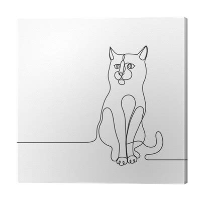 Apprenez à dessiner un chaton kawaii de manière simple. Tableau sur toile Concept de ligne simple de chat de ...