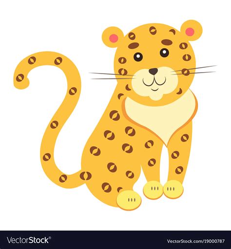 Cute Jaguar Cartoon Flat Sticker Or Icon Vector Image