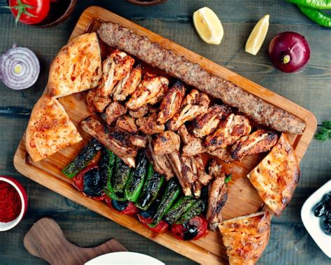 Free Photo Kebab Platter With Grilled Chicken Lula Kebab Ribs Kebab