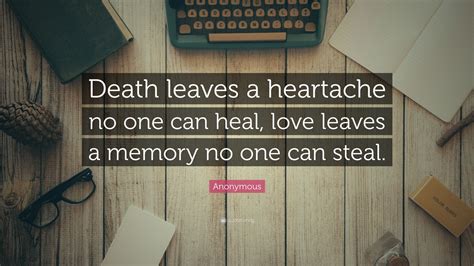 Check spelling or type a new query. Anonymous Quote: "Death leaves a heartache no one can heal, love leaves a memory no one can ...