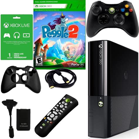 Xbox 360 E 4gb No Kinect With Peggle 2 And Accessories