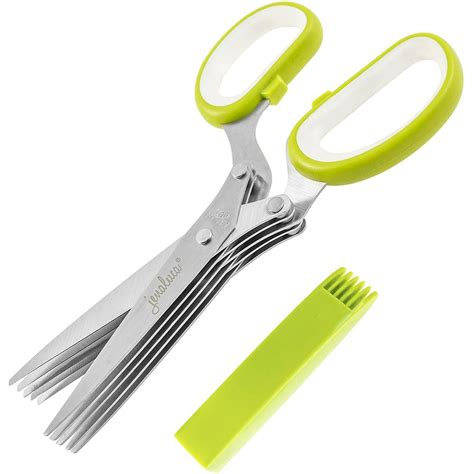 Jenaluca Herb Scissors With 5 Blades And Cover Cool Kitchen Gadgets