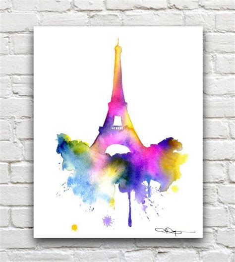 Eiffel Tower Art Print Paris Abstract Watercolor Wall Decor Etsy