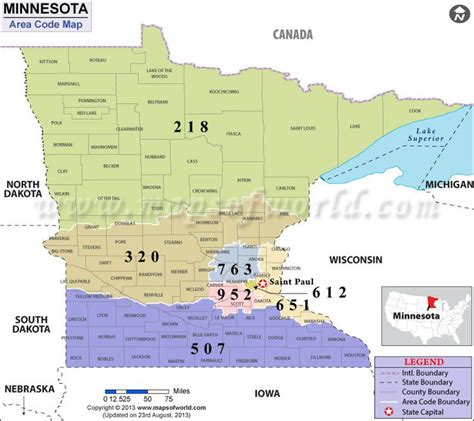 Minnesota Area Codes On A Map Map Minnesota Area Codes