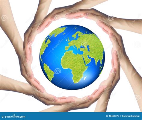 Hands Making A Circle Surrounding The Earth Stock Image Image Of