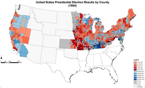 Presidential Election Of 1864 Vote Results By County 2800 × 1700