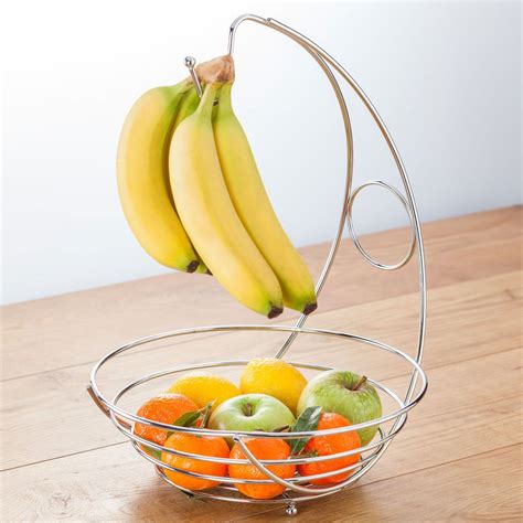 Chrome Effect Wire Banana Hook Fruit Bowl