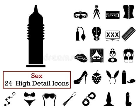 Set Of 24 Sex Icons Stock Vector Illustration Of Lubrication 71798580