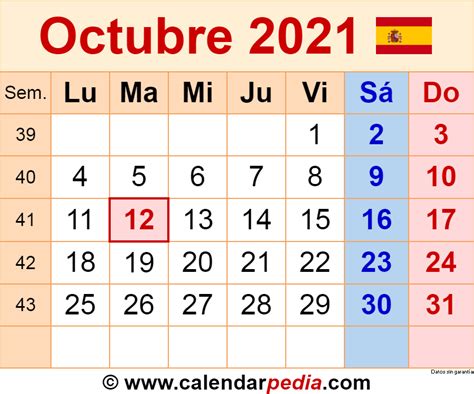 Calendario De Octubre 2021 Calendario Mensual Para Imprimir Calendarios Imprimibles Ideas De