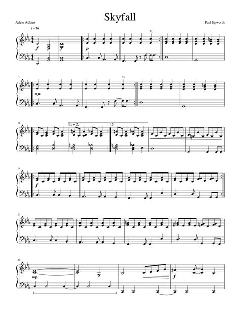 Adele Skyfall Easy Sheet Music For Piano Solo