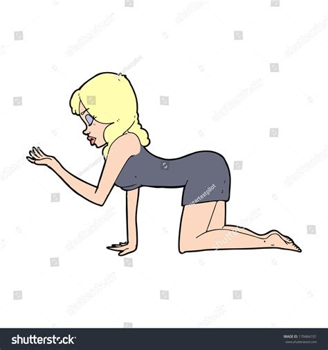 Cartoon Woman On All Fours Stock Illustration