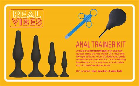 Real Vibes Anal Sex Toys Silicone Butt Plug Set Anal Butt Trainer Dilator Dildo