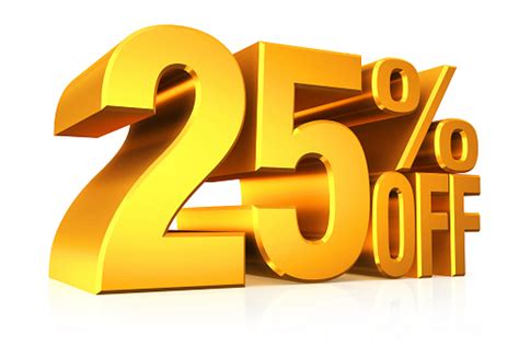 3d Render Gold Text 25 Percent Off Stock Photo Download Image Now