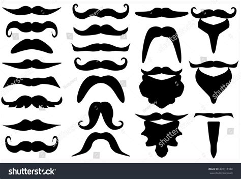 Set Mustaches Beards Vector Illustration Stock Vector Royalty Free