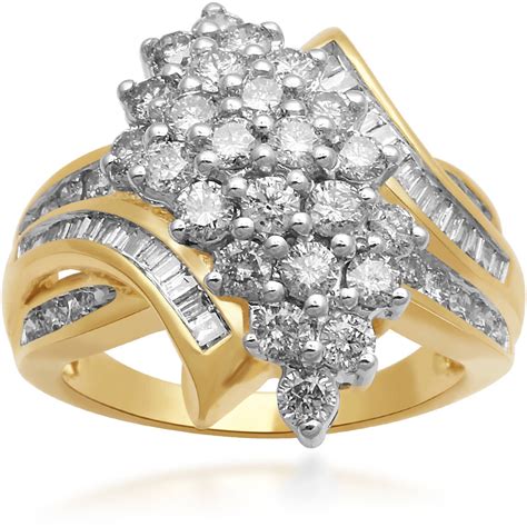 ONLINE - 2 Carat T.W. Diamond 10kt Yellow Gold Fashion Cluster Ring