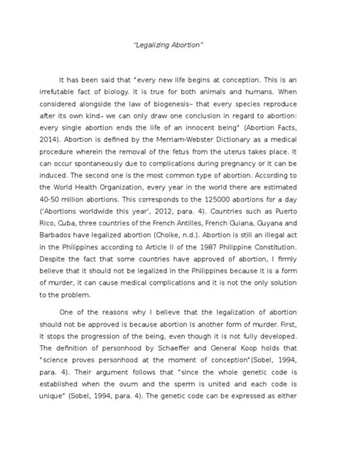 Various topics & citation styles! Argumentative Essay Sample | Abortion | Pregnancy