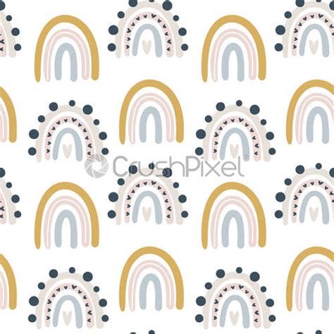 Rainbow And Clouds Seamless Pattern Background Stock Vector Crushpixel