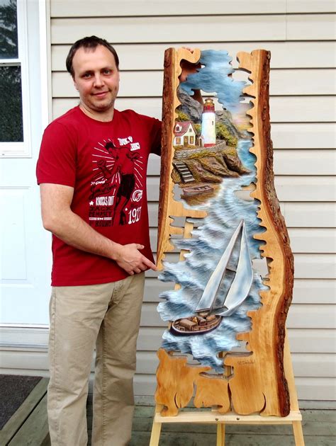 Luxury Wood Carving At Sunset Lighthouse Gaspésie Etsy Canada Wood