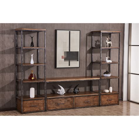 Simmons Upholstery 7326 Contemporary Industrial Wall Unit With Open and