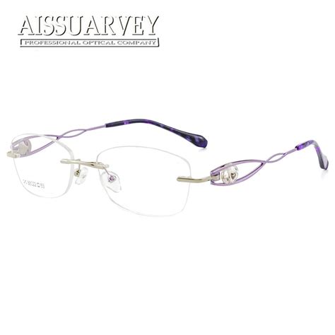 rhinestone diamonds rimless eyeglasses frames women optical glasses luxury prescription brand